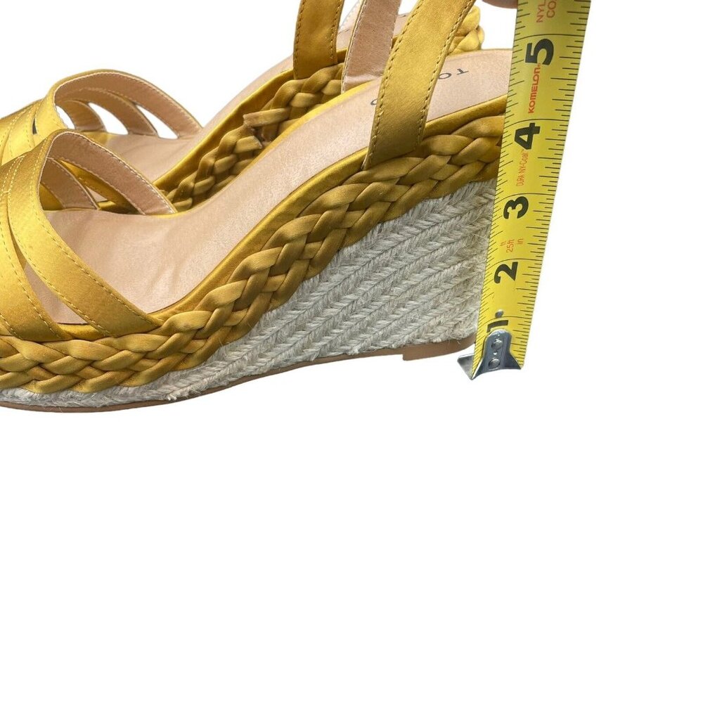 Torrid Espadrilles Womens 9.5 W Mustard Strappy Satin Braid Wedge New - Picture 4 of 8